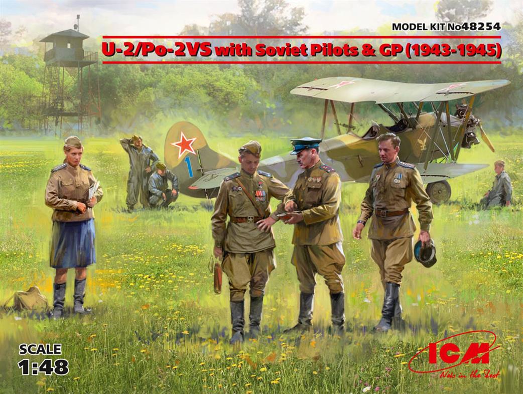 ICM 1/48 48254 U2/Po-2VS With Pilots Russian WW2 Pilots 1943-45 Plastic Kit