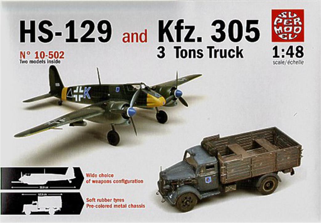 Supermodel 1/48 10-502 HS-129 & Kfz.305 3 Tons Truck Twin Set Kit