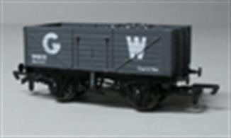 Model of a 7 plank open wagon finished in GWR slate grey livery