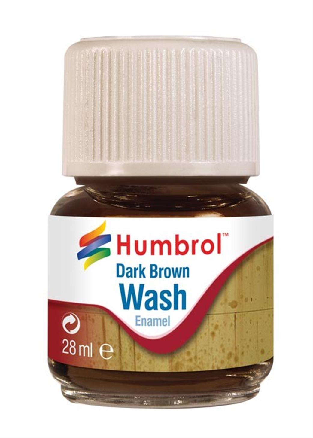 Humbrol  AV0205 Dark Brown Enamel Wash 28ml Bottle