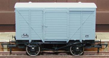 LMS ventilated box van as running in the early BR period and painted in the BR goods grey livery.