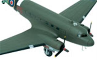 An excellent model of the Douglas C47 Dakota transport presented here with D-Day invasion forces recognition stripes. These aircraft led the invasion, dropping paratroops behind German lines to attack and disable the 'Atlantic Wall'.Please note that the production models correctly have invasion recogition stripes on the undersides of the wings only.