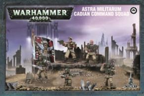 This box set contains five multi-part plastic Cadian Command Troopers. Also included are two different Company Banners, nine different guardsman heads and additional pieces to allow you to customise the rest of your Imperial Guard squads. Models supplied with 25mm round bases.