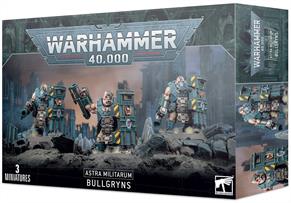 This multi-part plastic kit makes 3 Bullgryn miniatures which can be armed with either grenadier gauntlets and slab shields or battle mauls and suppression shields.This kit comes supplied unpainted and requires assembly.