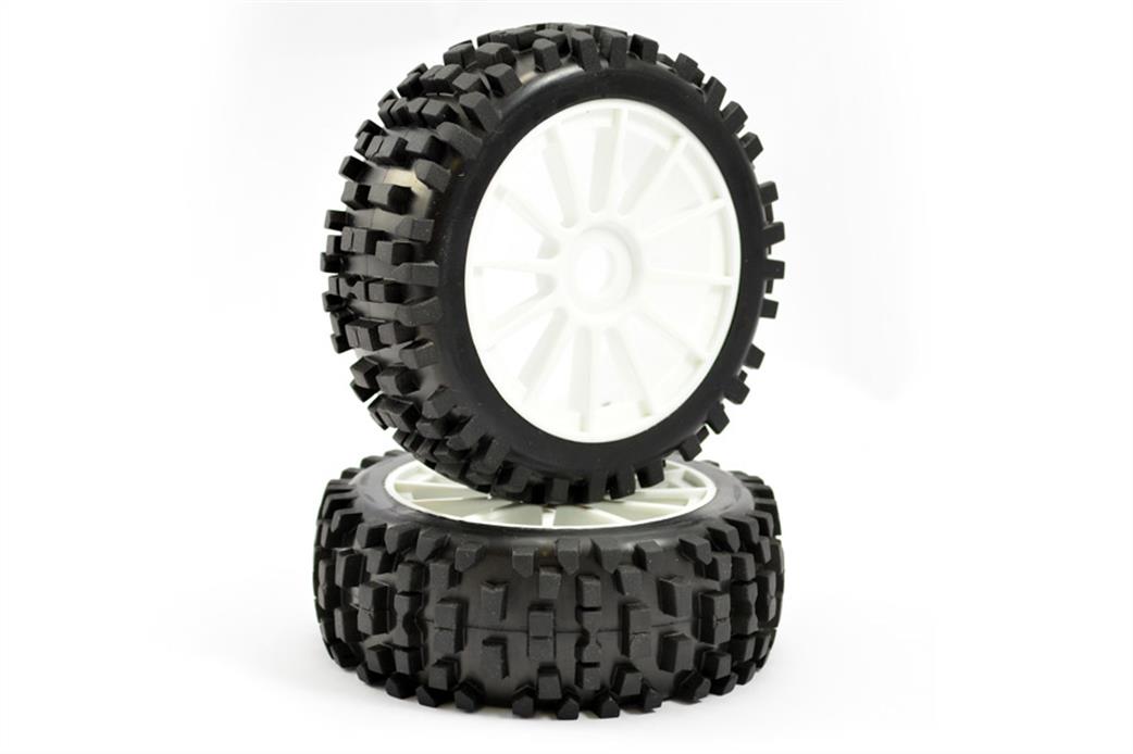 Fastrax 1/8 FAST0026 Rock Block Pre-mounted Tyres on 12 spoke Wheels 1 Pair