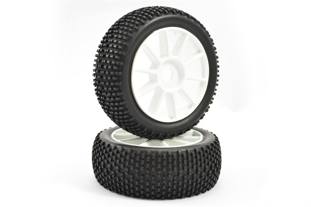 Fastrax 1/8 FAST0004 H Tread Pre Mounted Tyres on Split Spoke Wheels (2)