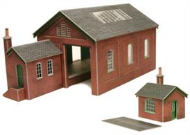 PO232 Metcalfe is a nicely detailed red brick goods depot. Features interior detailing including fine cut roof timbers clearly visible through the roof windows. Easy to customise if adding extra kits, to make a larger building.This kit also includes a separate weighbridge office and table. Shed and office size: 237mm x 110mm, Weighbridge office 45mm x 54mm