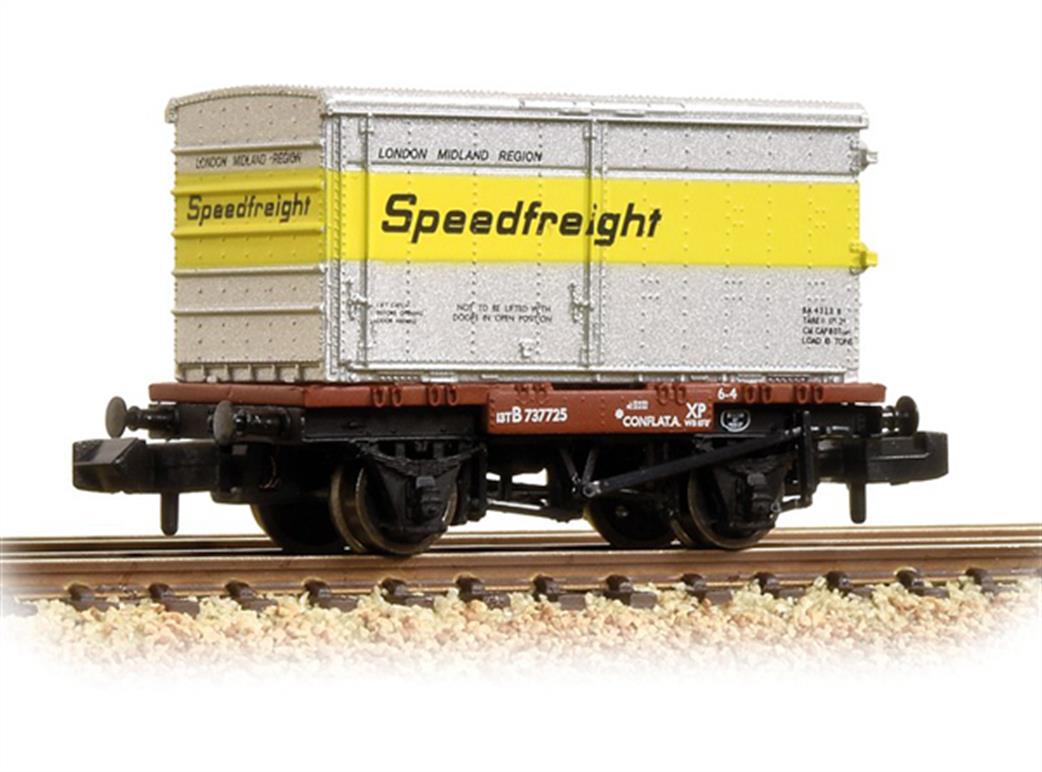 Bachmann OO 37-990 BR Conflat Container Wagon with BA Type Container in Speedfreight Livery