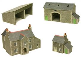 Metcalfe models PN150 offer a low-cost range of buildings for the railway and die-cast enthusiast. The quality of these kits really shines through, with high quality printing and imaginative subjects. The kits are supplied in thick card, making for a suprisingly sturdy finished item. A pre-cut card kit of a typical farm, including a substantial farm house, small farmworkers cottage a large barn and a lean-to building which can be used as an extension to the barn or a stand-alone tractor/implement shed.
