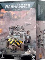 This multi-part plastic kit contains the components necessary to assemble a Goliath Rockgrinder, armoured weapon platform of the Genestealer Cults. This kit can also be assembled as a Goliath Truck.