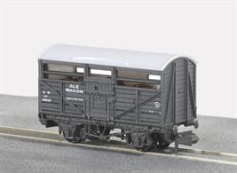 A new version of the GWR cattle wagon lettered for ale traffic and supplied complete with a load of barrelsThe GWR had a small fleet of these wagons, adapted from surplus cattle wagons, principally for traffic from the Guinness brewery at Park Royal.Three differently numbered wagons are available. Please indicate any preference in the 'Other Instructions' box on the checkout screen.NR46A wagon number 38622NR46B wagon number 38659NR46C wagon number 186461