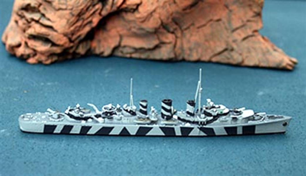 Navis Neptun 1/1250 T1150 HMS Manxman, a mine laying Cruiser in a striking camouflage pattern