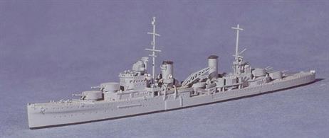 The Apollo class cruisers were improved Leanders with divided machinery spaces requiring two funnels. They were transferred to Australia before the outbreak of WW2.