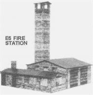 Card model kit to construct a brick-built fire station, complete with training tower.