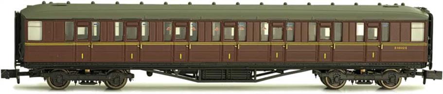 An excellent model of the Gresley design teak bodied mainline corridor coaches of the LNER as running in British Railways service from 1957.Model of Gresley first class class coach E11035E painted in British railways lined maroon livery.