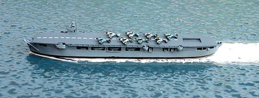 A 1/1250 scale metal model of Empire Macrea as a merchant aircraft carrier by Navis Neptun 1126. Converted from a grain carrier to provide anti-submarine patrols for transatlantic convoys.