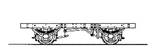 Useful longer wheelbase underframe for narrow gauge wagonsSupplied with 9mm gauge wheelsets on long axles suitable for regauging up to 12mm gauge.