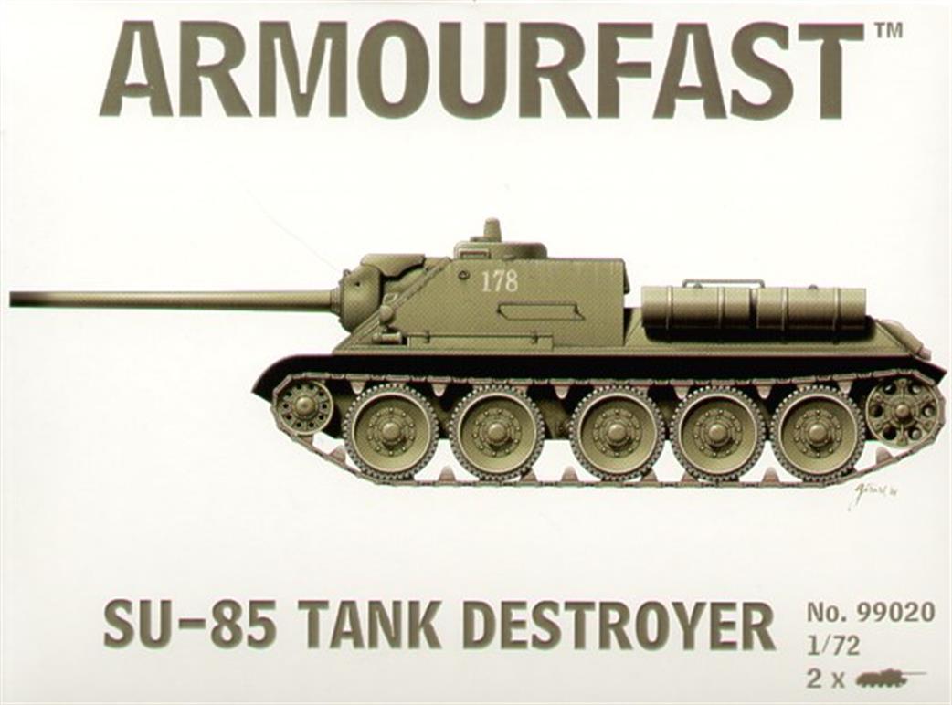 Armourfast 1/72 99020 SU-85 Tank Destroyer Russian WW2 Plastic Kit Twin Pack