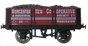 Continuing the series of Co-Operative societies this wagon represents the Worcester New Co-Operative &amp; Industrial Society.The original wagon was built by the Birmingham Railway Carriage and Wagon company in 1914, with the unusal livery feature of a grey painted plank, no doubt intended to make the wagon more noticable.
