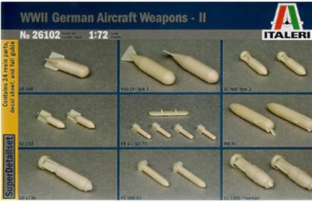 Italeri 1/72 26102 German WW2 Aircraft Weapons Set