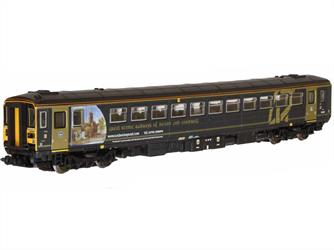 A detailed model of the BR single car Sprinter generation train of class 153 introduced in the late 1980s. The 153 is a very flexible unit able to work singly or coupled with any of the other Sprinter train types. This model is finished as unit 153302 in Wessex Trains black and gold liveryThis Dapol model features a low friction under window drive mechanism, as developed for the 156 Sprinter unit, incorporating the Dapol super creep motor and a 40:1 gear ratio for superb smooth running at low speeds. A DCC 6 pin socket will be fitted along with directional lighting and see through windows.