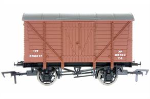 Model of a BR ventilated box van in British Railways bauxite livery