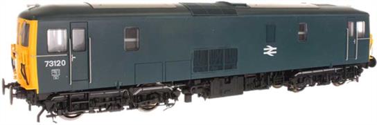 A highly detailed model of the British Railways Southern region class 73 electro-diesel locomotives. These are primarily third-rail electric locomotives but carry an auxiliary diesel engine for use away from electrified lines. Dapols model features a diecast chassis and all-wheel drive from a centrally mounted motor and flywheels allied to a highly detailed bodyshell with many separately fitted locomotive specific details to create both JA (73/0) and JB (73/1) variants.This model is finished as BR class 73/1 locomotive 73120 in BR rail blue livery.