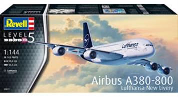 Revell 03872 1/144th Airbus A380 Lufthansa Airliner KitNumber of Parts 163   Length 504mm  Wingspan 555mm