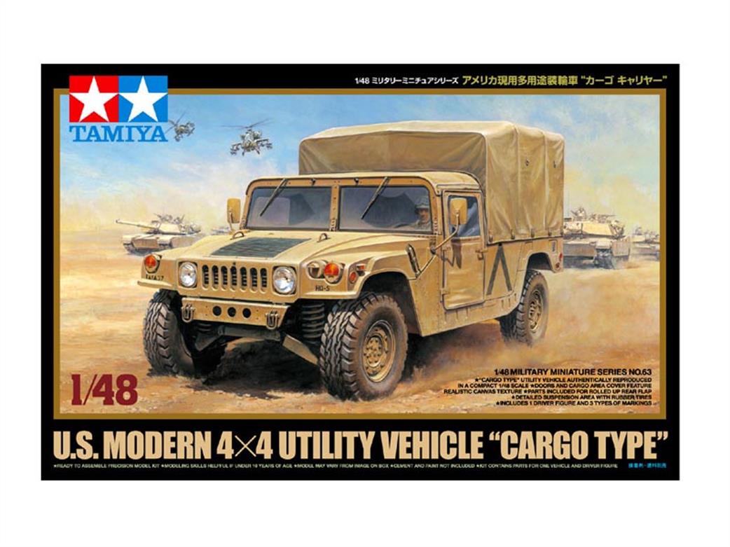 Tamiya 1/48 32563 US Humvee 4x4 Utlilty Vehicle Cargo Type Kit