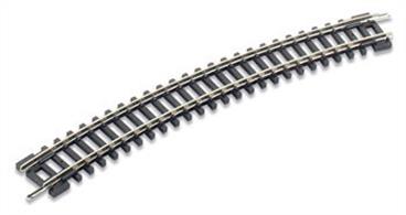 A new large radius Setrack curve. This is ideal for those wanting to run long passenger trains and modern goods vehicles at speed without derailments.Radius 333.4mm/13.1in. Angle 22.5 degrees. 16 required to for a complete circle.Peco track is manufactured in Great Britain using quality nickel-silver rail which offers good electrical conductivity and corrosion resistance. Setrack track is supplied with fishplates already fitted and is compatible with the track supplied with Graham Farish train sets. Suitable for use with all manufactuers' N gauge model trains.