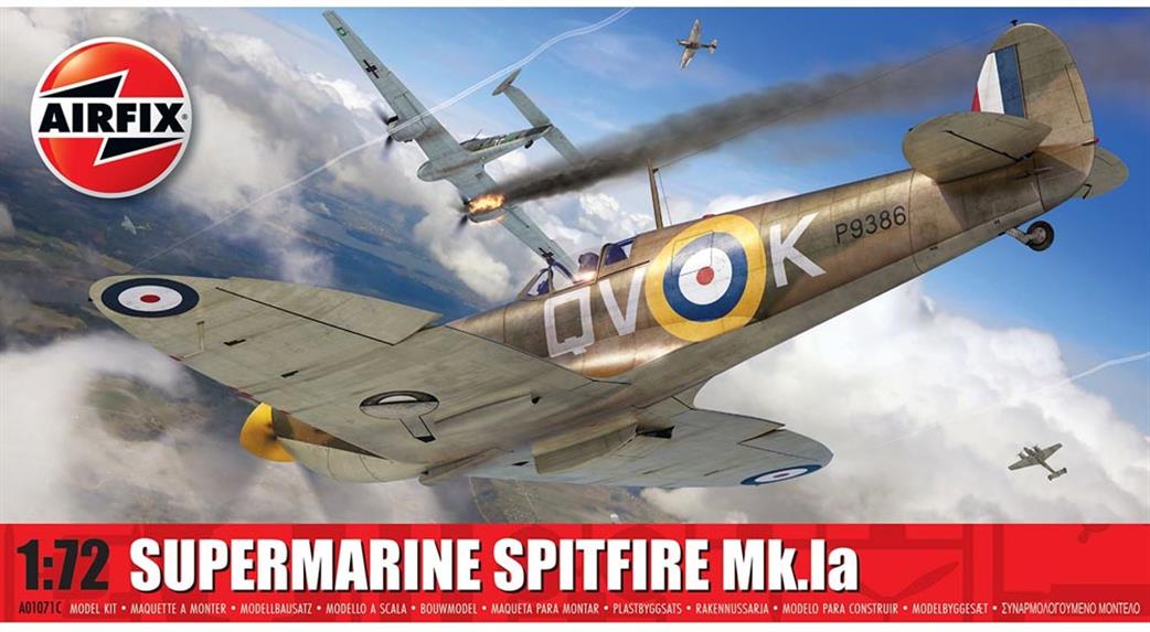 Airfix 1/72 A01071C Spitfire Mk1a World War 2 Fighter Aircraft Kit