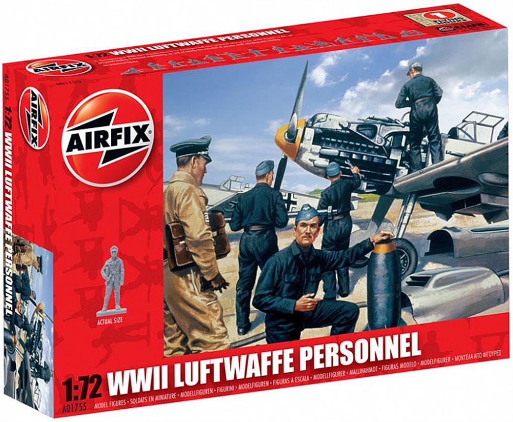 Airfix 01755 German WW2 Luftwaffe Personnel unpainted plastic figure set 1/72