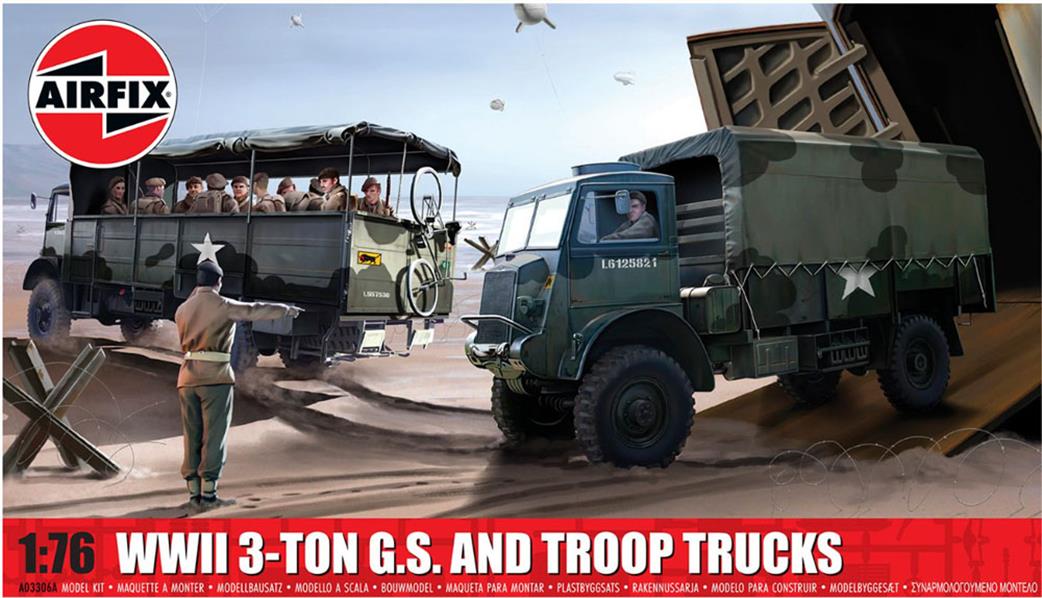 Airfix 1/76 A03306A WWII 3-ton 4x4 General Service & Troop Truck Kits
