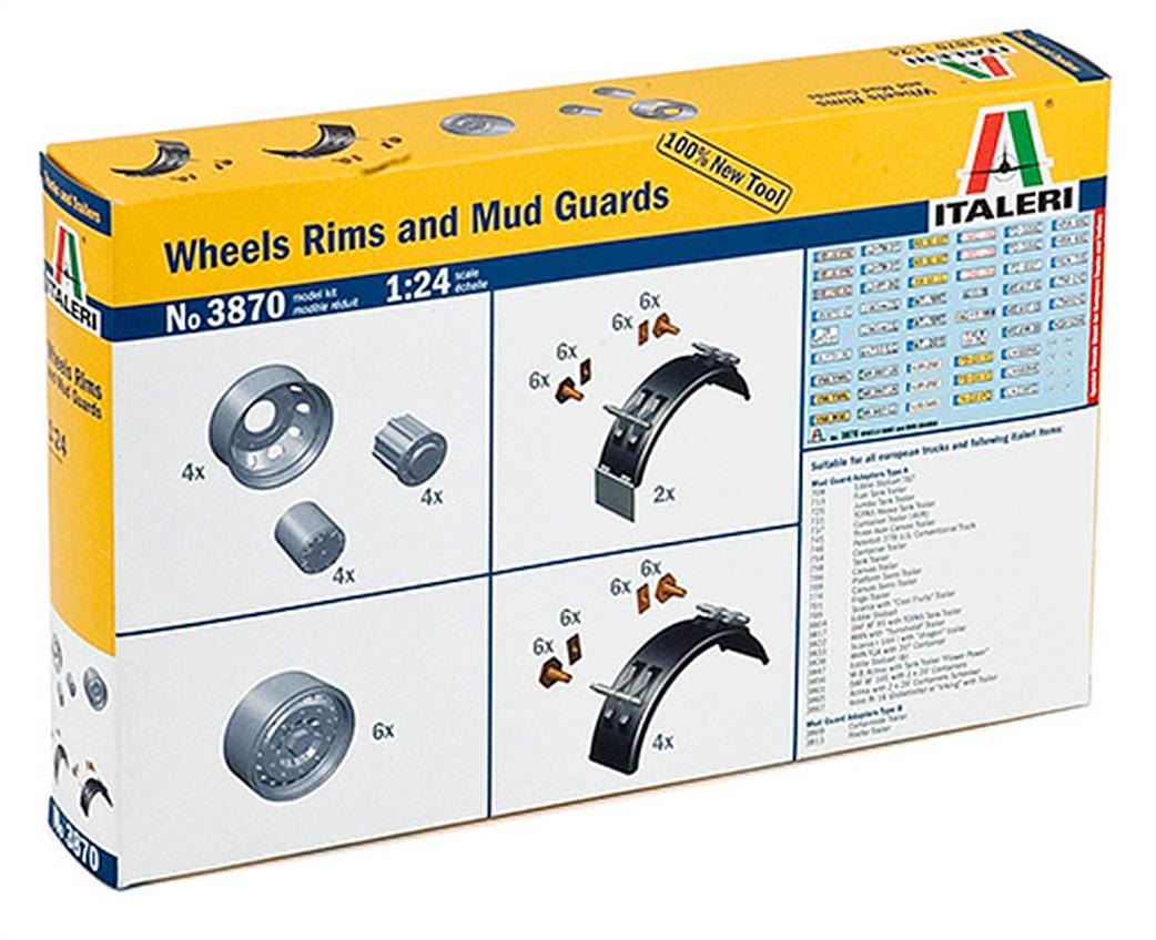 Italeri 1/24 3870 Truck Wheels Rims & Mud Guards