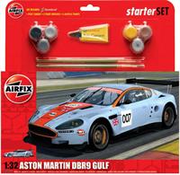 Airfix 1/32 Aston Martin DBR9 Gulf Racing Gift Set A50110The Aston is shown in the iconic Gulf colours the gift set includes 6 acrylic paints , 2 brushes and glue enabling the modeller to assemble and paint this famous marque.