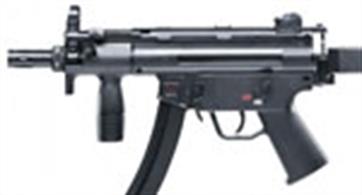 The Heckler &amp; Koch MP5 became a bestseller the moment it came out. Police, military forces and special units worldwide use this weapon in its many variants. Its outstanding qualities are reliability, robustness and especially accuracy. Like the original, this replica has a folding butt that can be removed by releasing the holding pins, allowing it to be replaced by the butt plate from the K version. This kit thus gives you two versions. For extra safety, the trigger is fully deactivated when the gun is in safety-on condition. This model has other features found in the original, like a mounting rail and a removable compensator with bayonet lock.