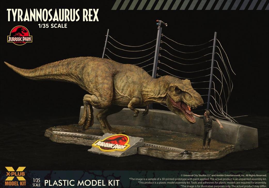 X.Plus Model KIt 1/35 XP411-200130C Jurassic Park Tyrannosaurus Rex  Includes Plastic parts Dr. Malcom figure Optional base