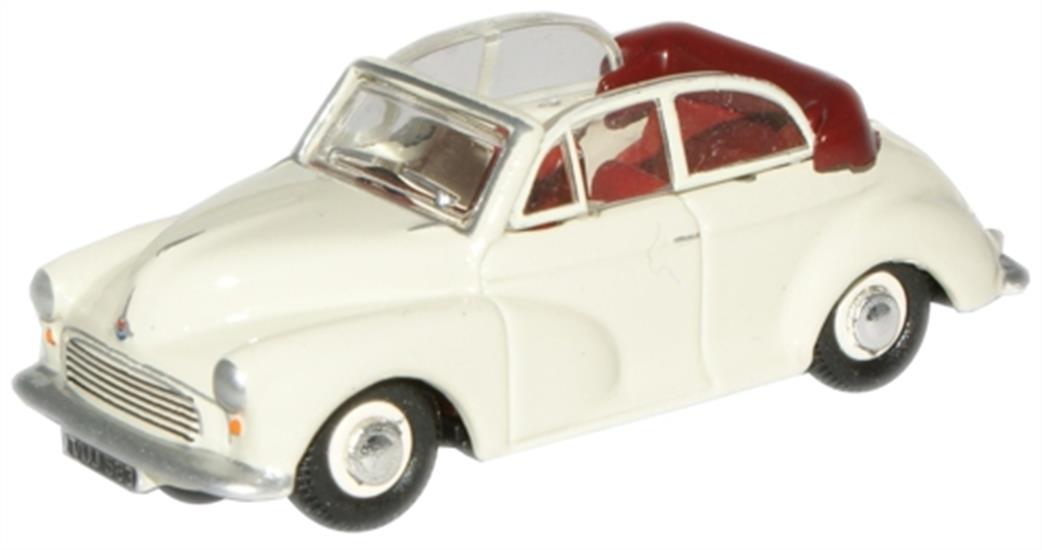Oxford Diecast 76MMC005 Old English White & Red Morris Minor Convertible Open 1/76