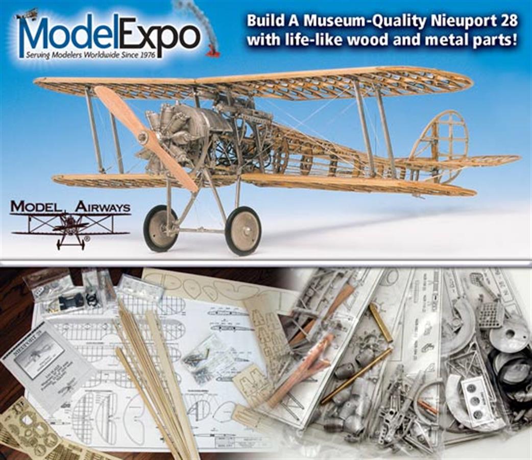 Model Airways 1/16 MA1002 Nieuport 28 1917 Wood and Metal Model Aircraft Kit