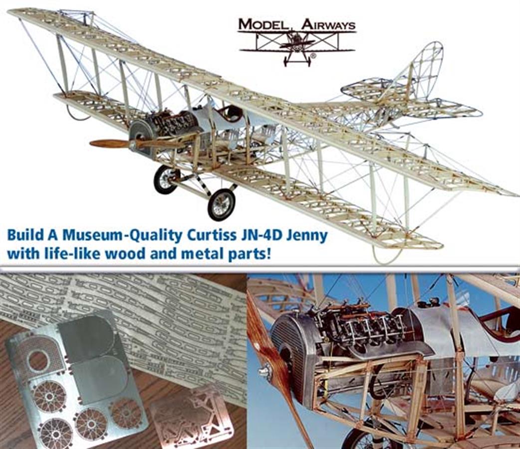 Model Airways 1/16 MA1010 Curtiss JN-4D Jenny 1917 Wood and Metal Model Aircraft Kit