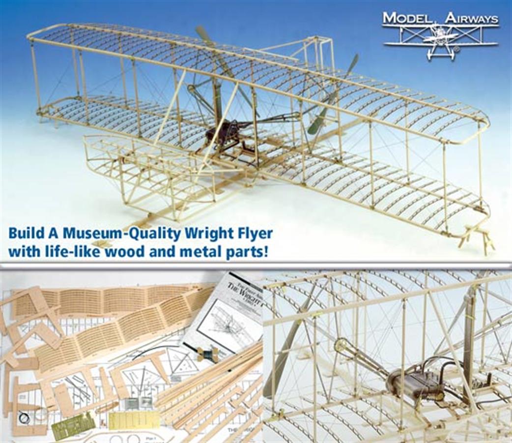 Model Airways MA1020 Wright Flyer Wood and Metal Model Aircraft Kit 1/16