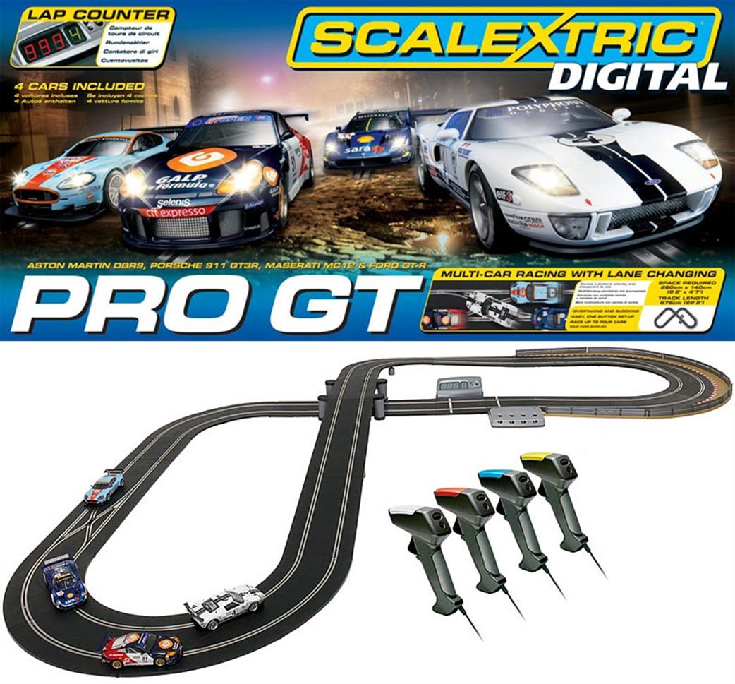Scalextric 1/32 C1260 Digital Pro GT Set with 4 Cars & Lap Counter