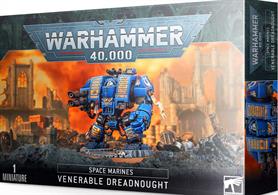 This box set contains one multi-part plastic Venerable Dreadnought. This 84-piece set includes: a plasma cannon, an assault cannon, lascannon, a heavy flamer, a storm bolter, two different power fists including an ornate one, and a set of smoke launchers. Also included are: two different sets of ornate leg guards, three different helmets, six purity seals, two different pennants, a range of different sarcophagus armour plates, several sarcophagus designs, and a host of Crux Terminatus and other Imperial icons.