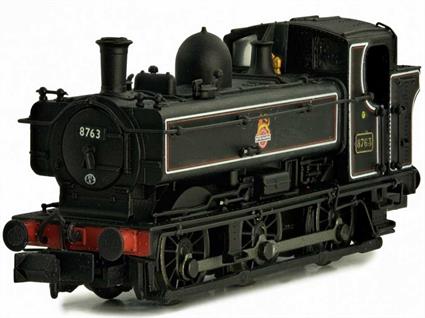 A detailed N gauge model of the Great Western 57xx class pannier tank locomotives with the later 8750 style rounded cab. Finished as locomotive 9677 in British Railways black livery with early lion over wheel embelm.Chassis incorporates a 6-pin DCC decoder socket. Dapol magnetic couplers and standard N gauge couplers are supplied along with a bag of spares and fine details for further optional detailing.