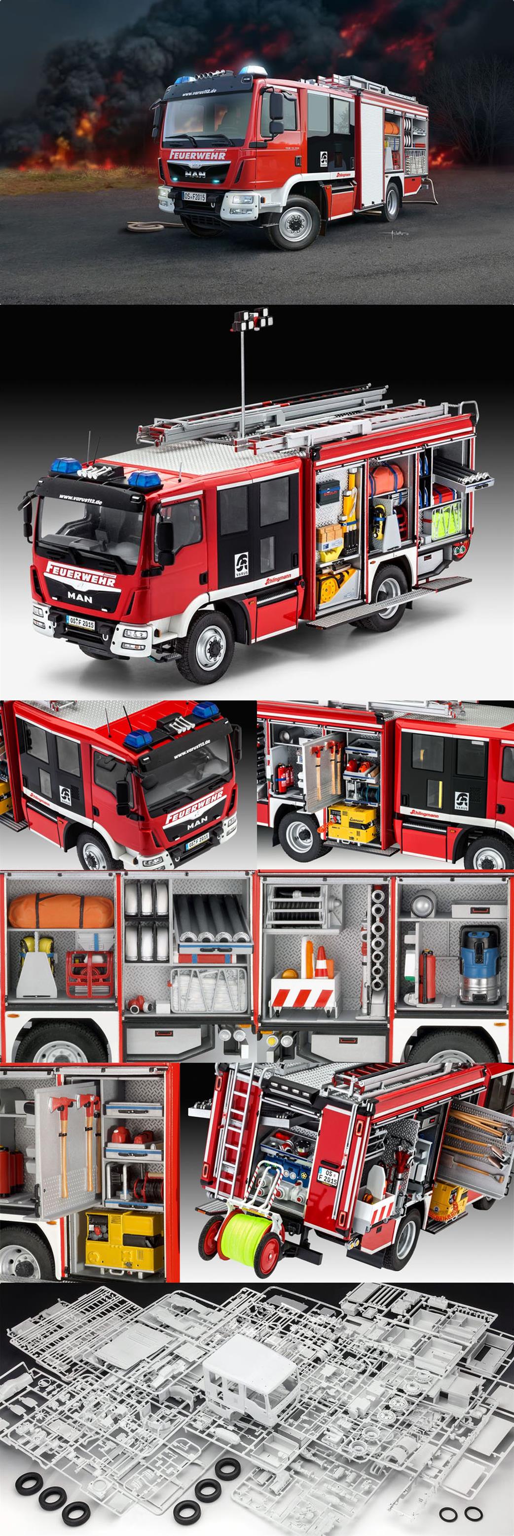 Revell 1/24 07452 German MAN TGM Schlingmann HLF20 Varus 4x4 Fire Engine Kit
