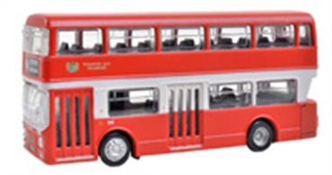 Graham Farish 1/148 Leyland Atlantean Plymouth City Transport 379-607Bachmann Graham Farish N Gauge Scenecraft 379-607 Plymouth City Transport Leyland Atlantean Double Deck BusA nicely detailed model of the Leyland Atlantean double deck bus in Plymouth City Transport red with white band livery&nbsp;working route 46 to Estover.Scenecraft models feature clear windows and interior detailing.