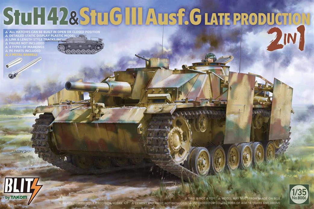 Takom 1/35 08006 Blitz Stug 111 Ausf G Or StuH42 German WW2 SPG Plastic Kit