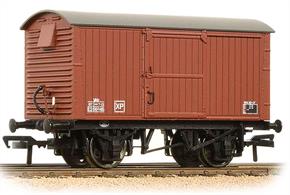 A model of the LNER design ventilated box van with corrugated steel end panels. This model is finished in BR bauxite livery with the later boxed lettering.