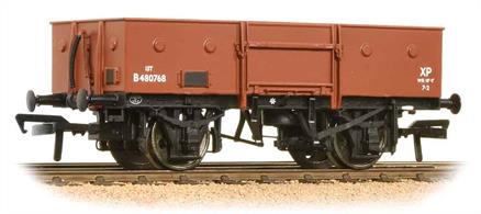 A model of the BR standard design steel-bodied open merchandise wagon. This model features the chain pocket dimples which contained a ring to whcih loads could be lashed securely.This model will be painted in the early BR bauxite livery.