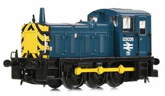 The BR Class 03 Diesel Shunter makes a welcome return to the Graham Farish range and includes DCC compatibility for the first time. This example is finished as No. 03026 in BR Blue livery.For the first time, N scale modellers running DCC can quickly and easily add a diesel shunter to their fleet with the new Graham Farish Class 03. With a 6 Pin DCC Decoder socket, fitting a decoder is a breeze but be sure to opt for the Bachmann 6 Pin Micro Decoder (36-571) to ensure that your decoder will fit into the limited space available. Sat atop the new DCC-ready chassis is a highly detailed body shell incorporating many separate components including the conical exhaust, lamp brackets and metal handrails. Completed by the exquisite livery application using authentic colours, logos and fonts, this is an attractive addition to any N scale collection.